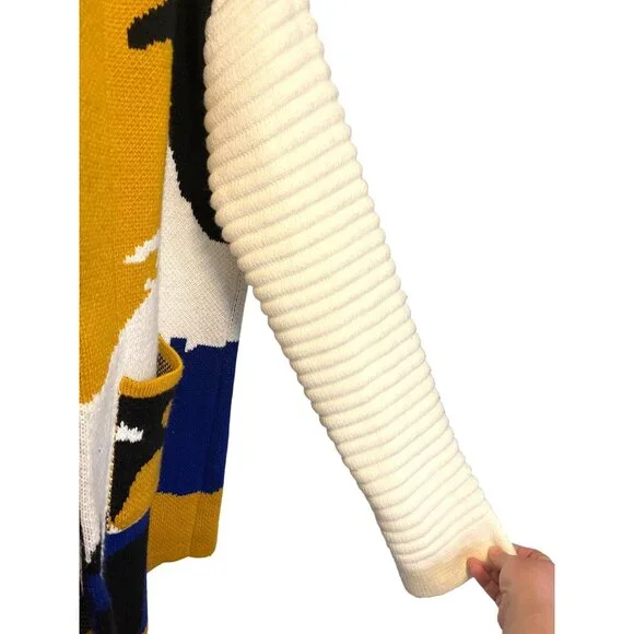 Mens LCR Black Edition Hooded Sweater 3XL Gold Ivory Black Blue Fox Design Wool